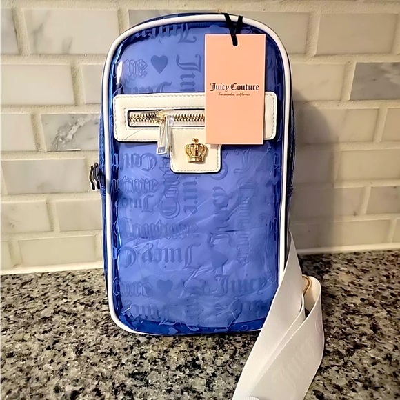Juicy Couture Heart Dazzling Blue/White Beachin Sling - Picture 1 of 3